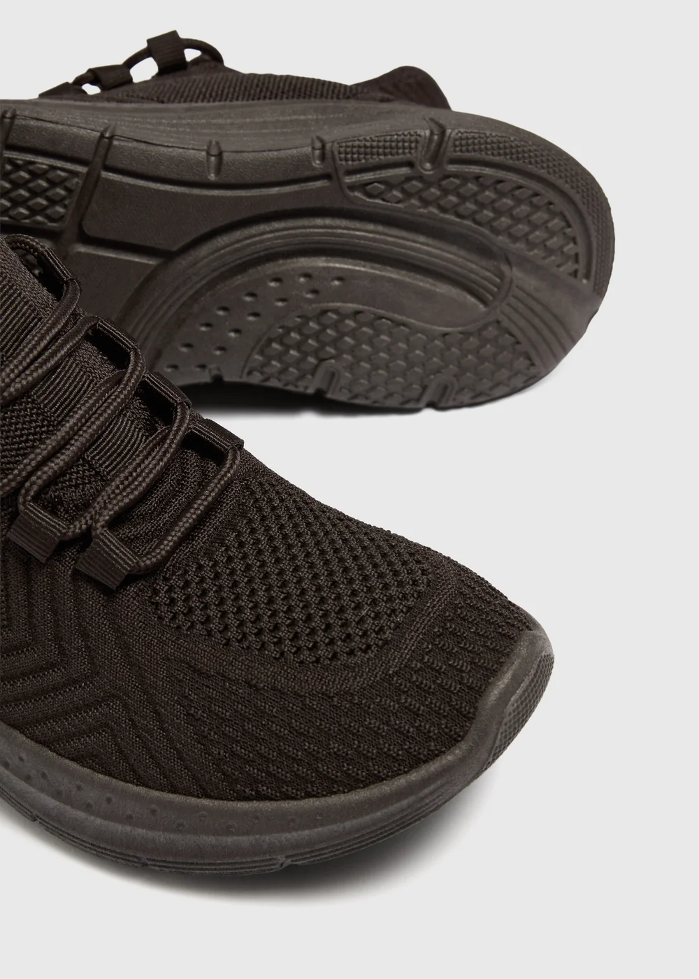 Chocolate Brown Knitted Lace Up Trainers - 3 Image 3