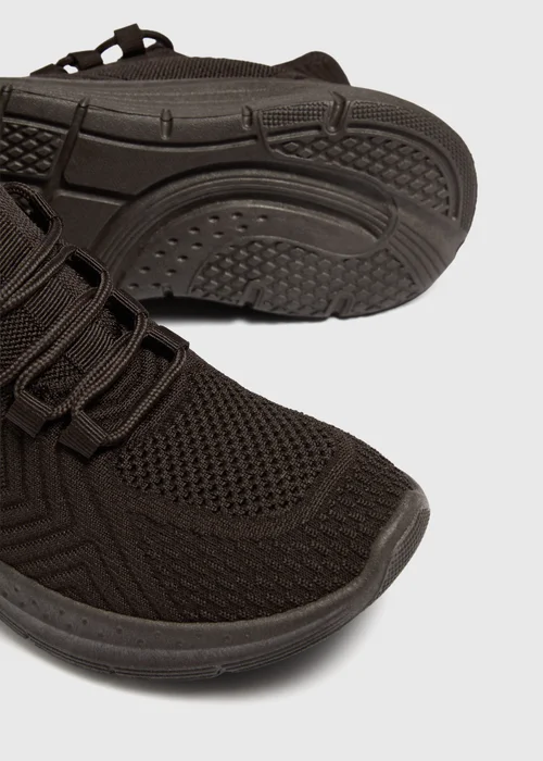 Chocolate Brown Knitted Lace Up Trainers - 3 Image 3