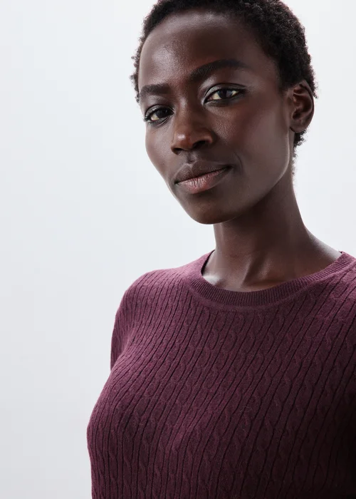 Burgundy Cable Knit Jumper - 8 Image 4