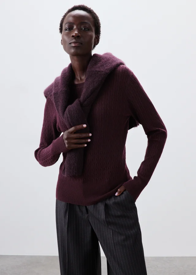 Burgundy Baby Cable Knit Jumper