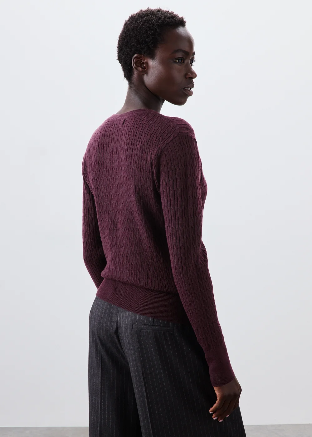 Burgundy Cable Knit Jumper - 8 Image 2