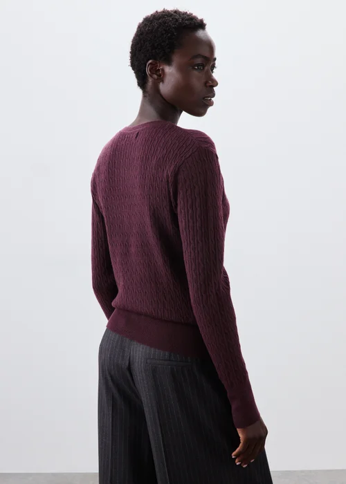 Burgundy Cable Knit Jumper - 8 Image 2