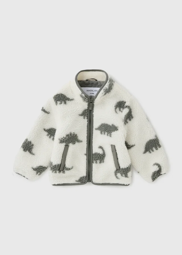Boys Sage Dino Print Borg Jacket (1-8yrs)
