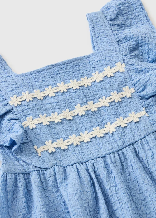 Girls Blue Daisy Crinkle Dress (1-8yrs) - 1-1.5 Yrs Image 2