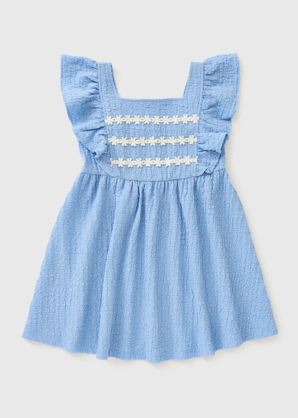 Girls Blue Daisy Crinkle Dress (1-8yrs) - 1-1.5 Yrs Image 1