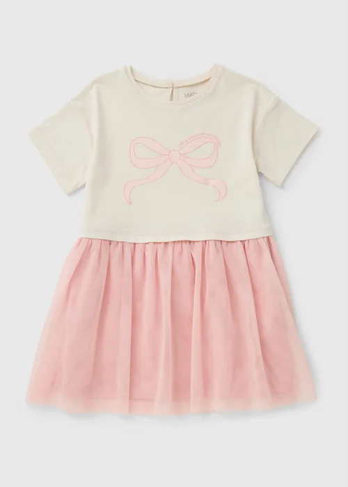 Girls Cream Bow Mesh Tutu Dress (1-8yrs) - 1-1.5 Yrs Image 1
