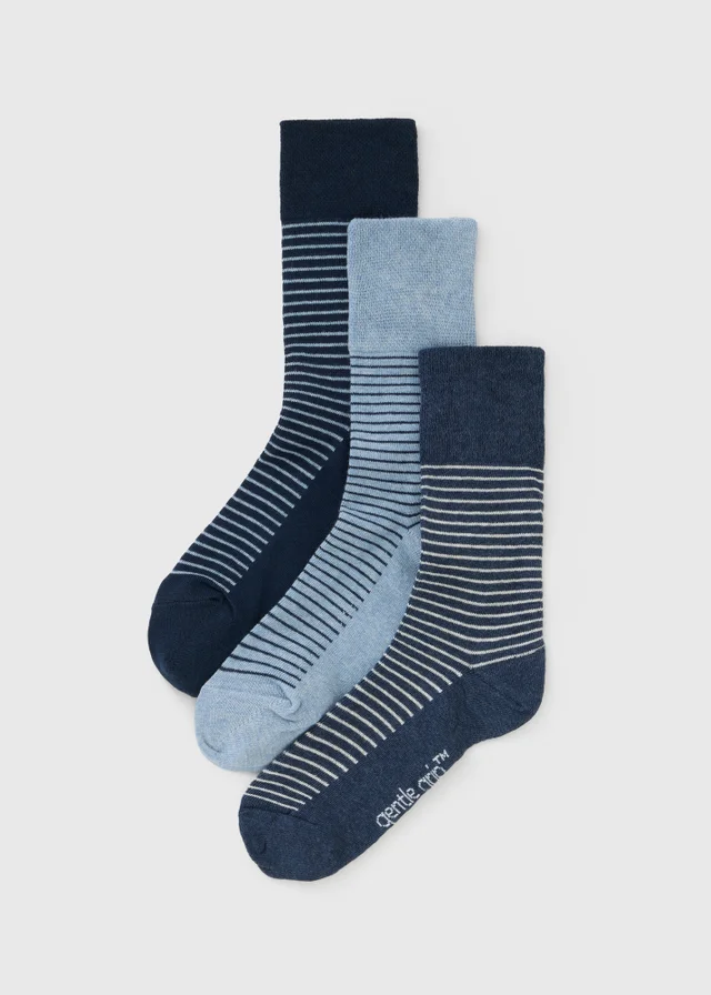 3 Pack Navy Striped Socks
