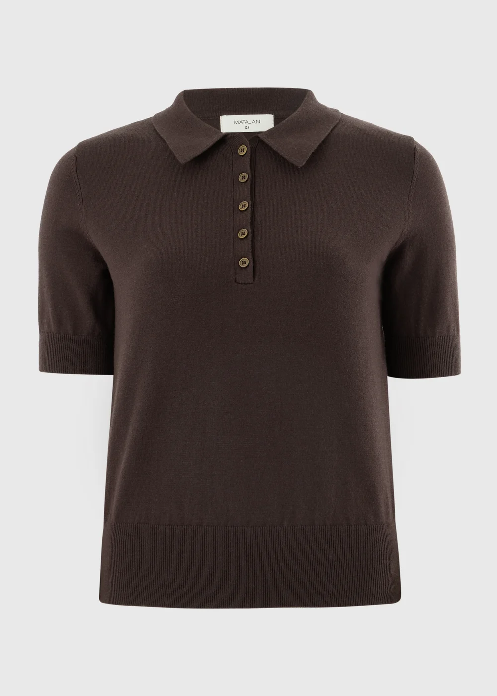 Chocolate Brown Knitted Collared Short Sleeve Jumper - XS Image 4