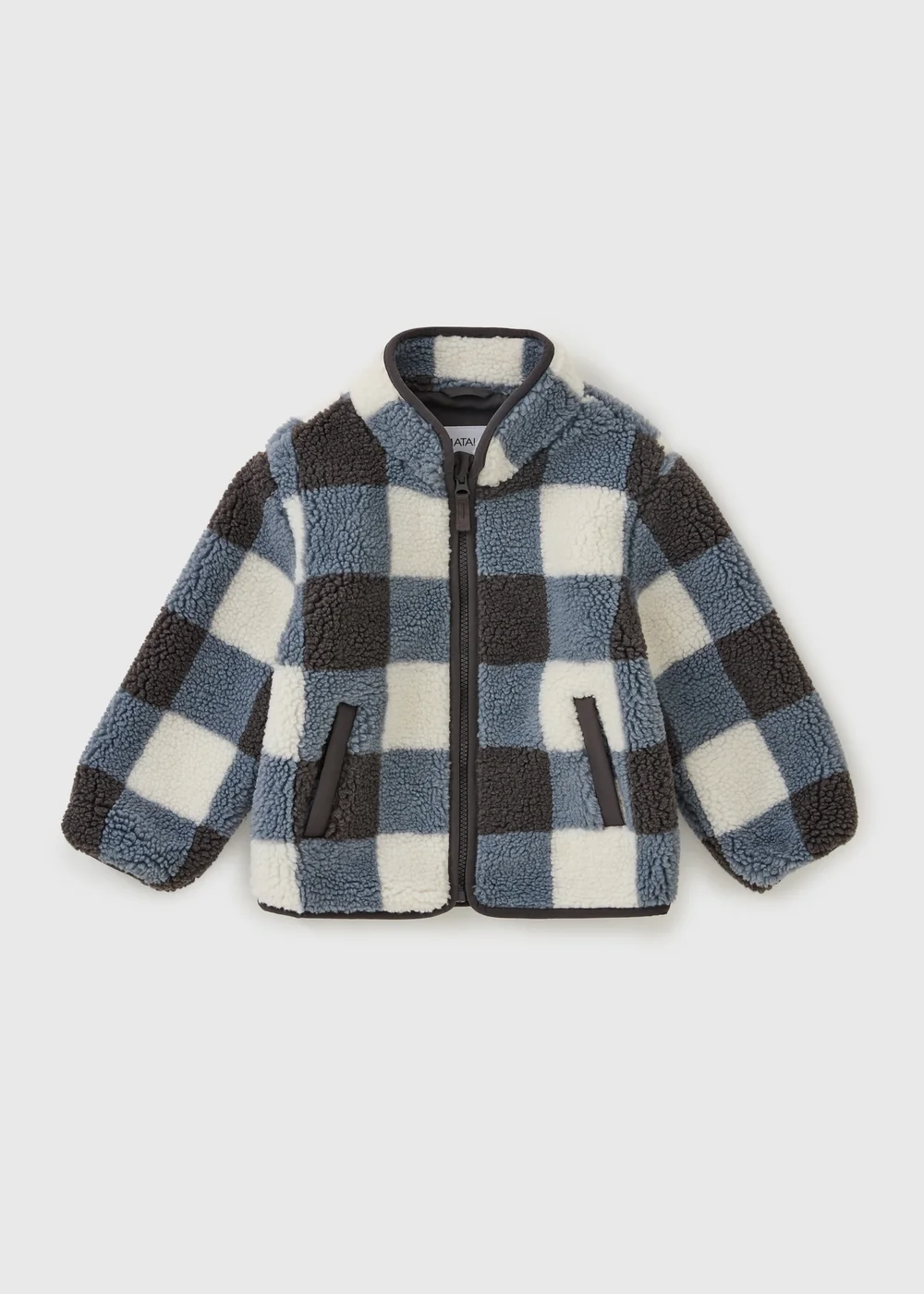 Boys Blue Check Borg Jacket (1-8yrs) - 1-1.5 Yrs Image 1