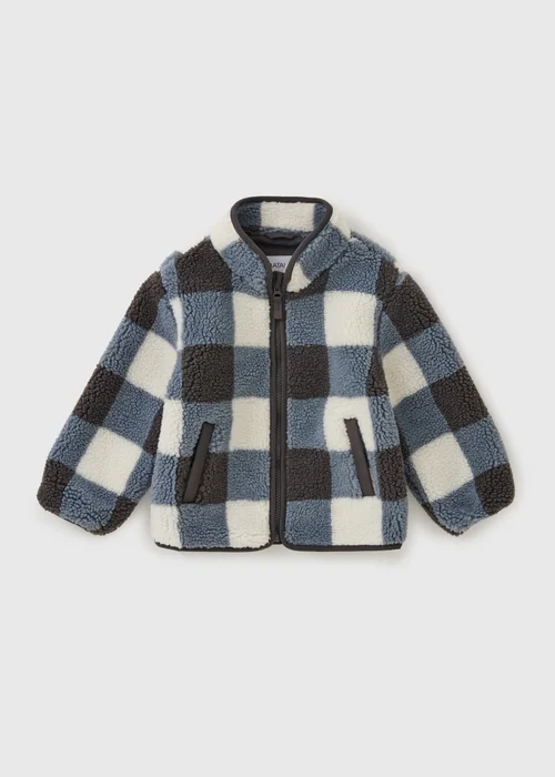 Boys Blue Check Borg Jacket (1-8yrs) - 1-1.5 Yrs Image 1