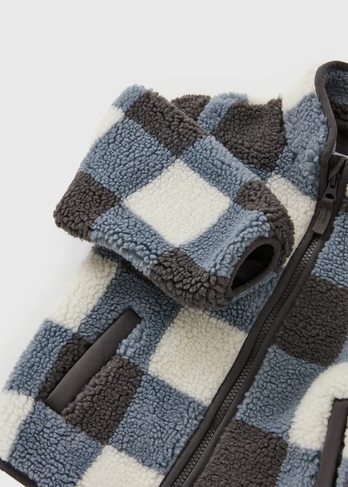 Boys Blue Check Borg Jacket (1-8yrs) - 1-1.5 Yrs Image 2