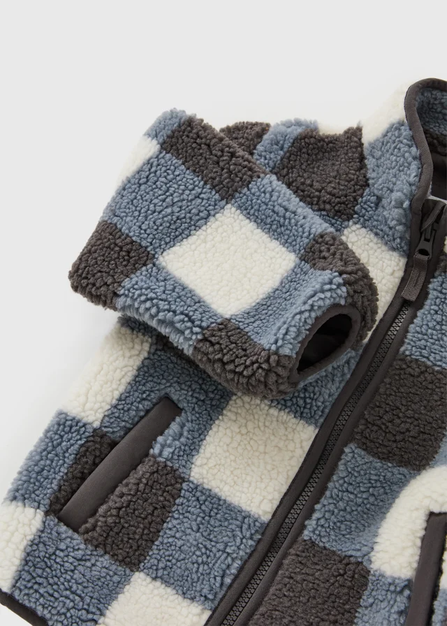 Boys Blue Check Borg Jacket (1-8yrs)