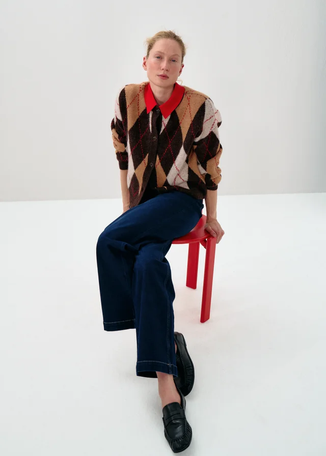 Red Collared Knitted T-Shirt