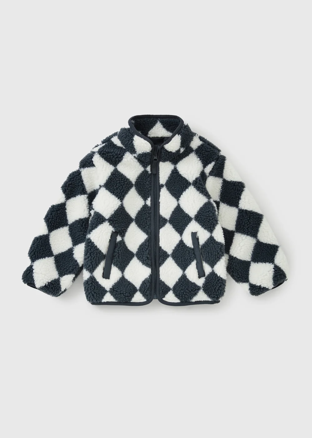 Boys Grey Harlequin Borg Jacket (1-8 Yrs) - 1-1.5 Yrs Image 1