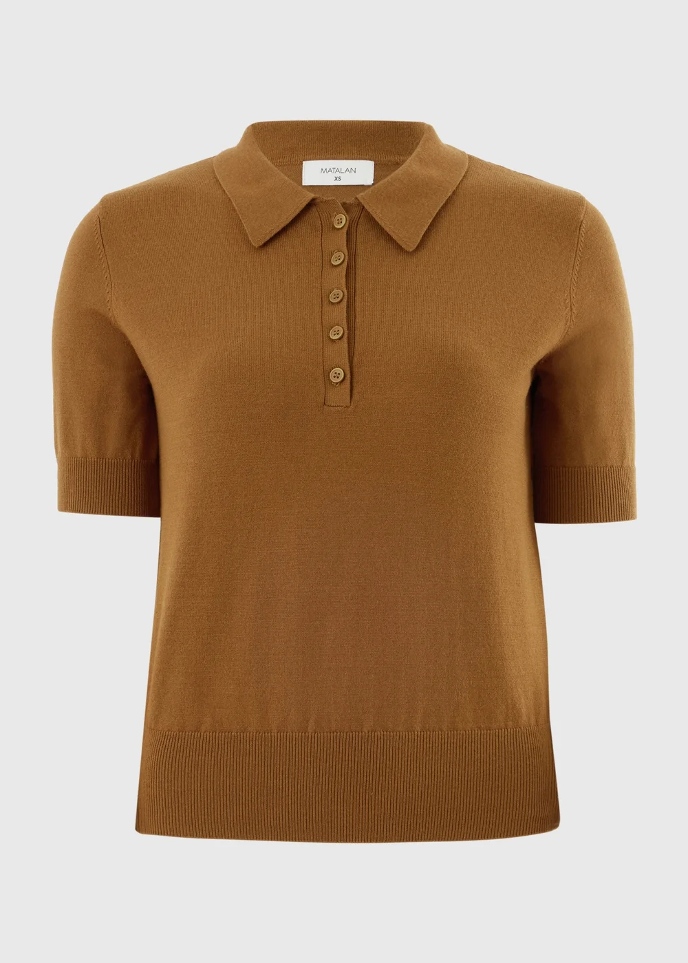 Camel Knitted Collared Short Sleeve Jumper - XS Image 1