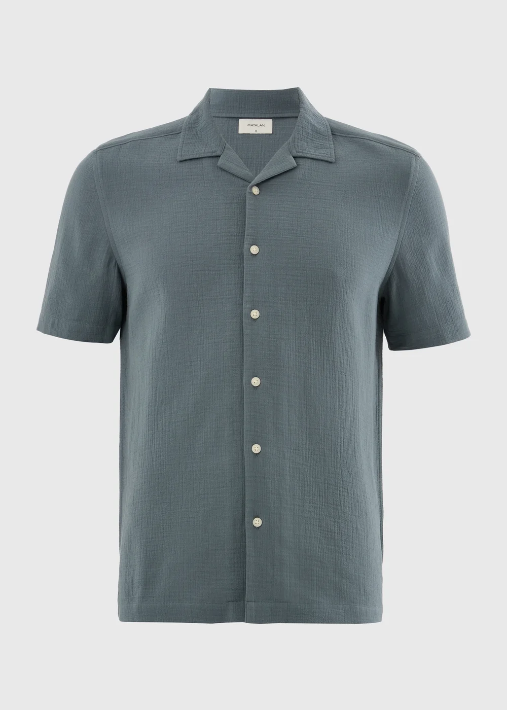 Blue Double Cloth Short Sleeve Shirt - L Image 2