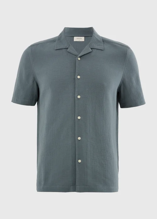 Blue Double Cloth Short Sleeve Shirt - L Image 2