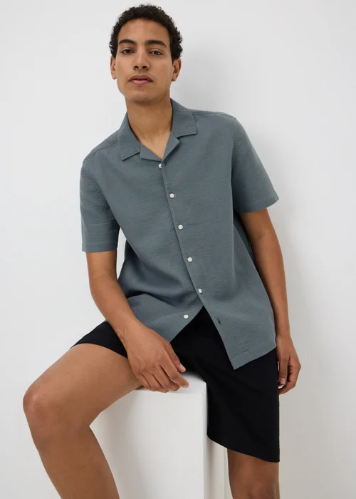 Blue Double Cloth Short Sleeve Shirt - S Image 1