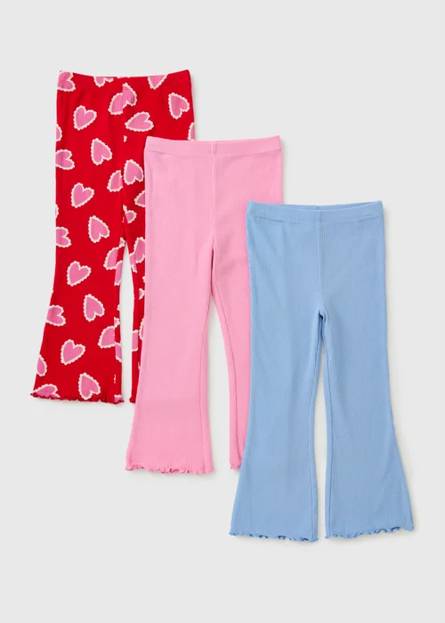 3 Pack Girls Multicolour Flared Leggings (1-8yrs) - 1-1.5 Yrs Image 1