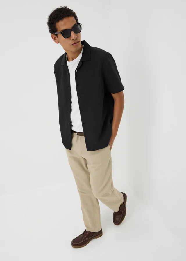 Black Double Cloth Short Sleeve Shirt