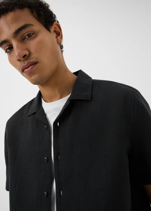 Black Double Cloth Short Sleeve Shirt - S Image 3