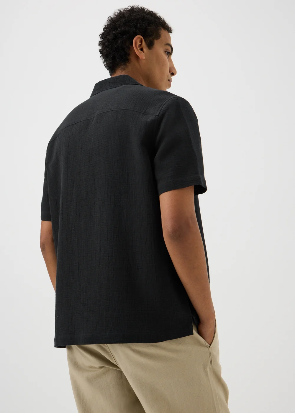 Black Double Cloth Short Sleeve Shirt - S Image 2