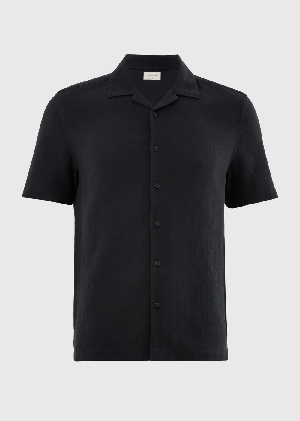 Black Double Cloth Short Sleeve Shirt - M Image 1