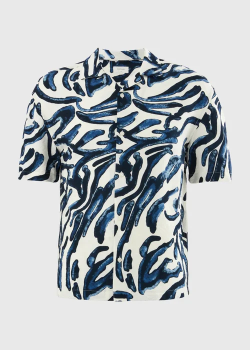 Navy Abstract Relaxed Fit Short Sleeve Shirt - S Image 4
