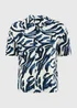 Navy Abstract Relaxed Fit Short Sleeve Shirt - S Image 4