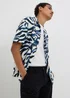 Navy Abstract Relaxed Fit Short Sleeve Shirt - S Image 1