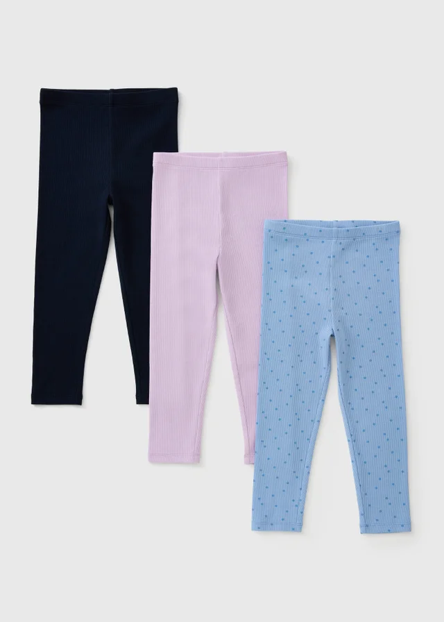 3 Pack Girls Multicolour Leggings (1-8yrs)