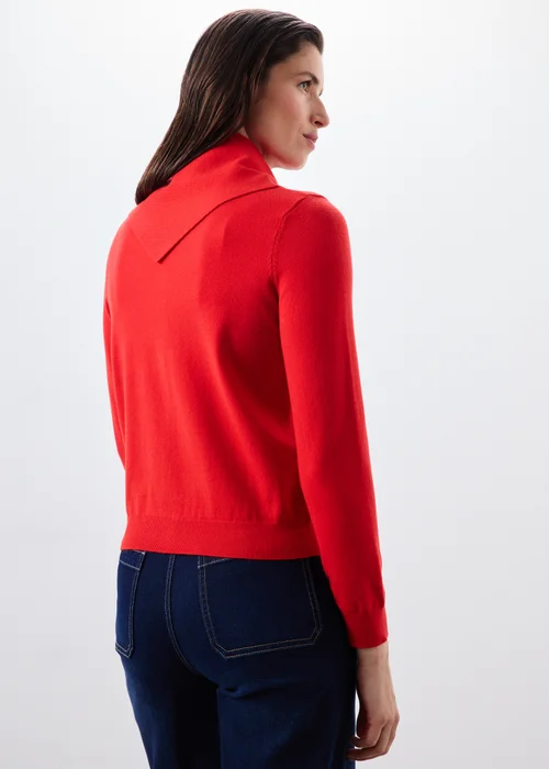 Red Long Sleeve Cardigan With Detachable Neck Scarf - S Image 2