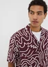 Burgundy Abstract Print Short Sleeve Shirt - S Image 3