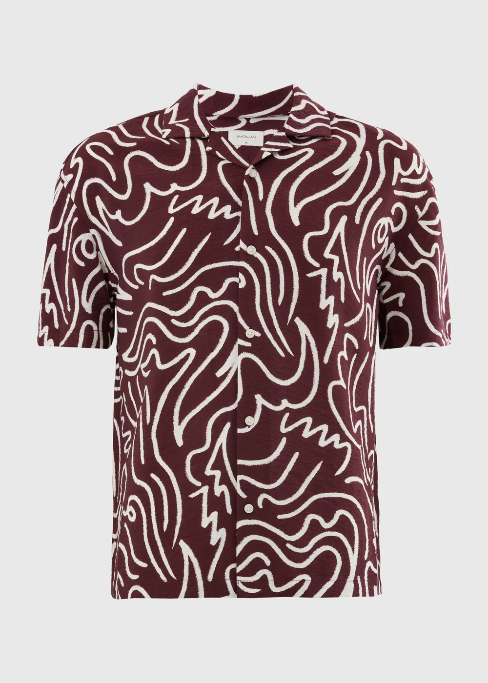 Burgundy Abstract Print Short Sleeve Shirt - S Image 4