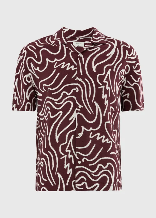 Burgundy Abstract Print Short Sleeve Shirt - S Image 4
