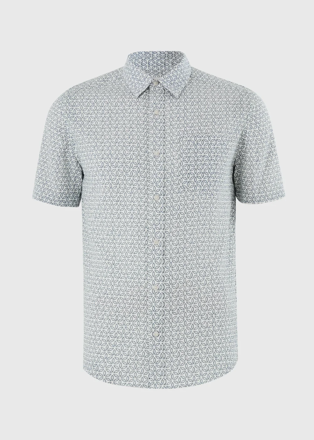Ecru Geometric Regular Fit Short Sleeve Shirt - S Image 4