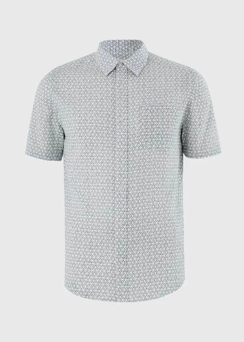 Ecru Geometric Regular Fit Short Sleeve Shirt - S Image 4