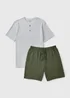 Green Waffle Henley Short Pyjama Set - XS Image 3