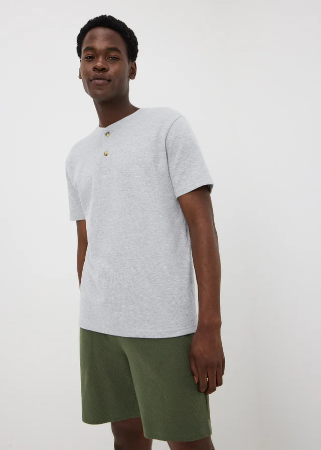 Green Waffle Henley Short Pyjama Set