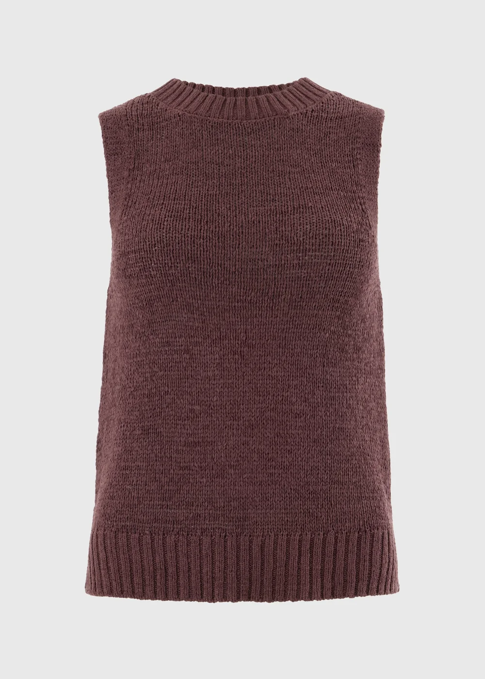 Chocolate Brown Tape Yarn Knitted Vest Top - XS Image 1