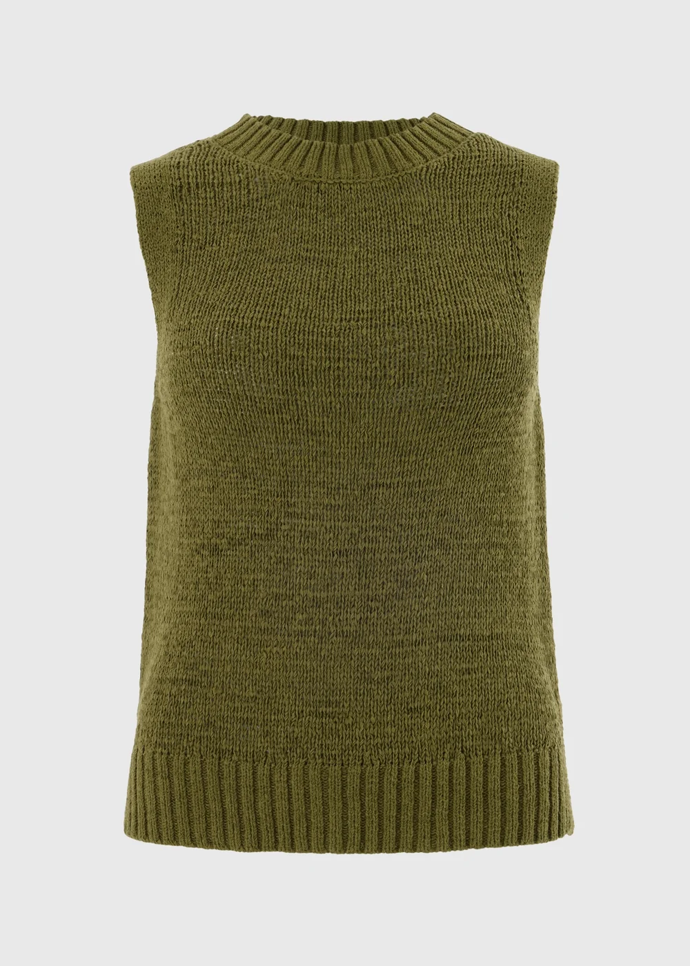 Olive Tape Yarn Knitted Vest Top - XS Image 2