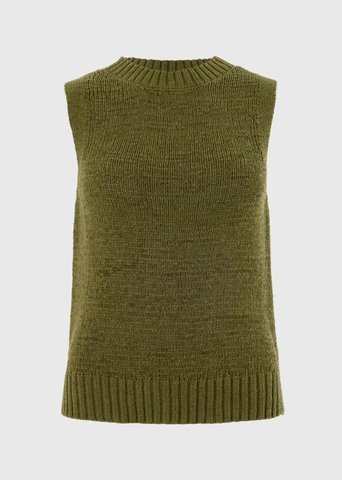 Olive Tape Yarn Knitted Vest Top - XS Image 2