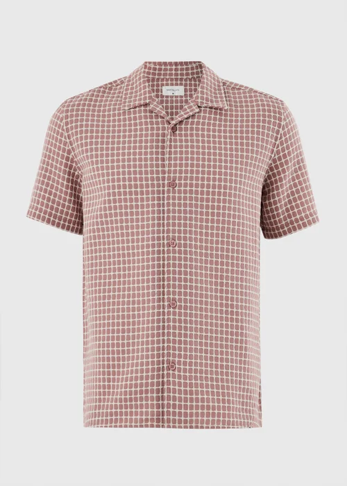 Pink Check Dobby Textured Short Sleeve Shirt - S Image 4