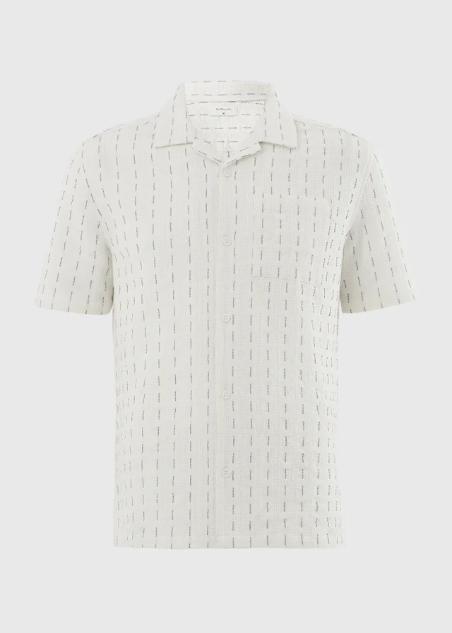 Ecru Textured Revere Short Sleeve Shirt