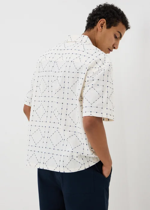 Ecru Square Embroidered Short Sleeve Shirt - S Image 2
