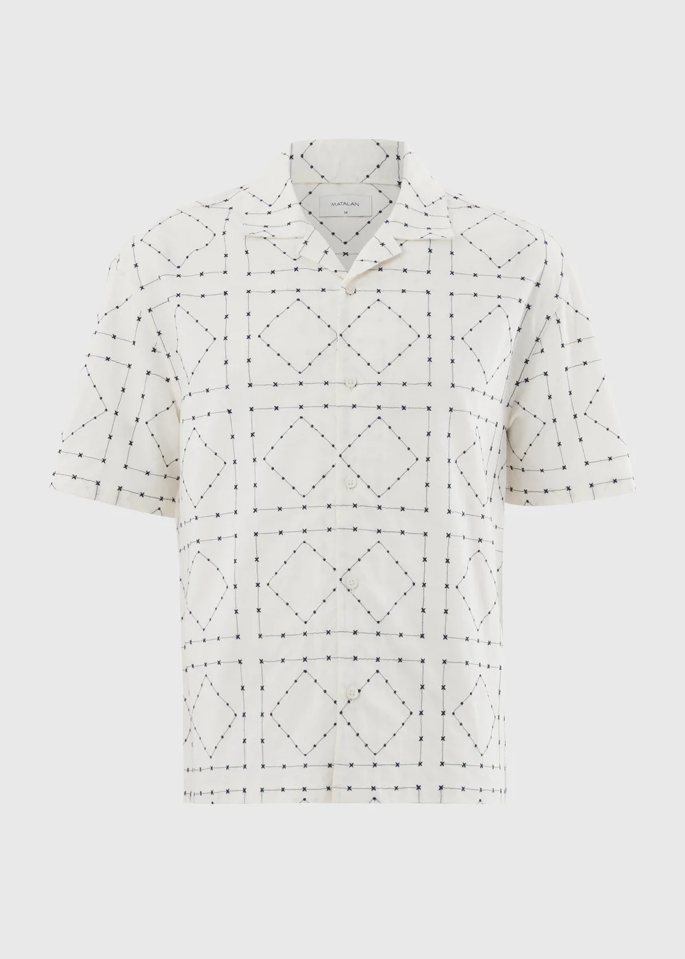 Ecru Square Embroidered Short Sleeve Shirt - S Image 4