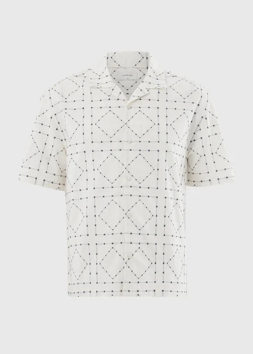 Ecru Square Embroidered Short Sleeve Shirt - S Image 4