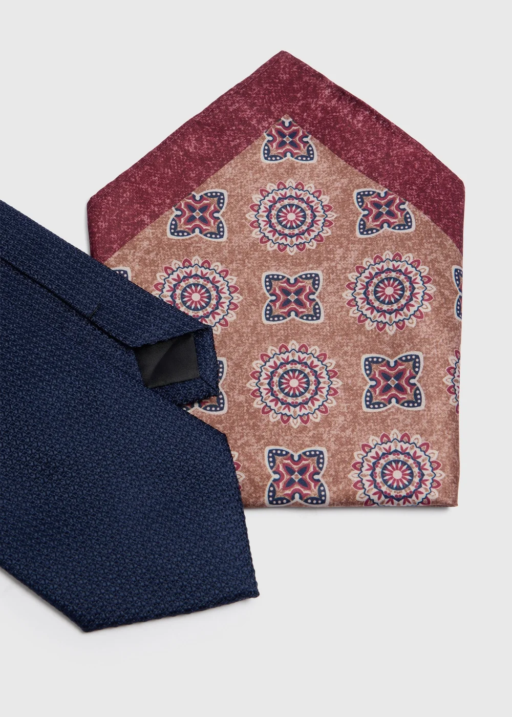Taylor & Wright Navy Tie and Geometric Pocket Square - One Size Image 1