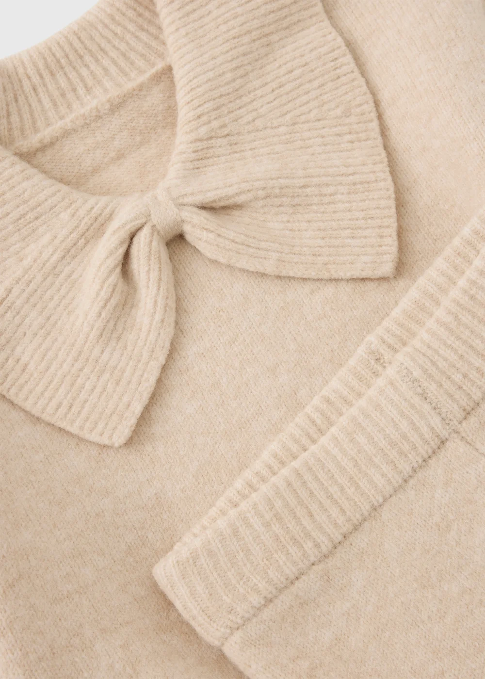 Girls Oatmeal Bow Collared Knitted Top & Trousers Set (1-8yrs) - 1-1.5 Yrs Image 2