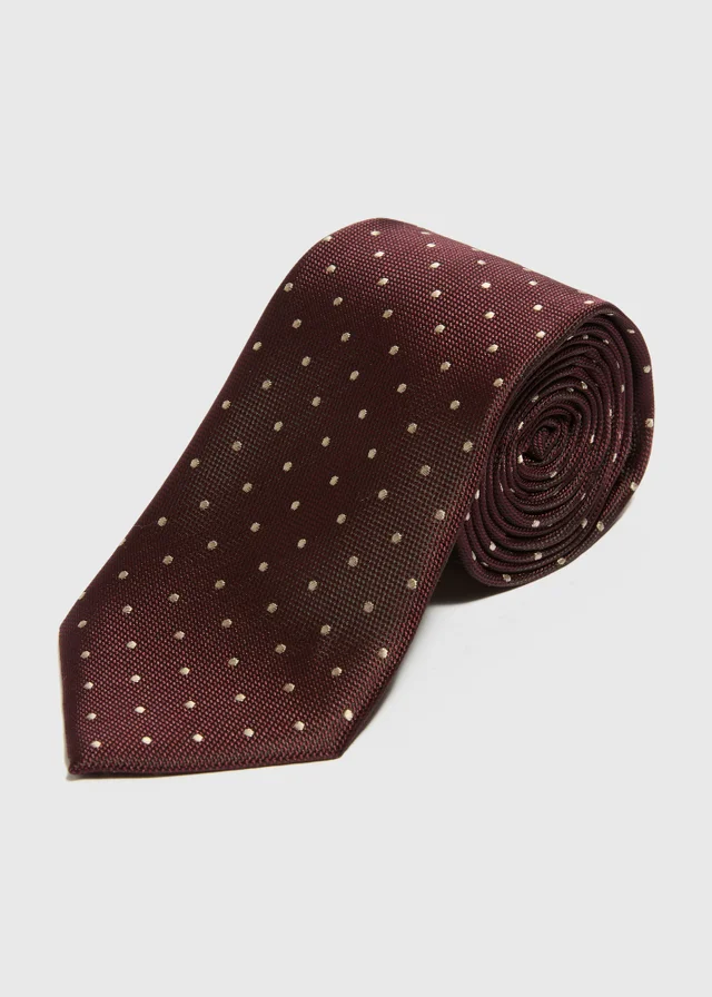 Taylor & Wright Burgundy Polka Dot Tie
